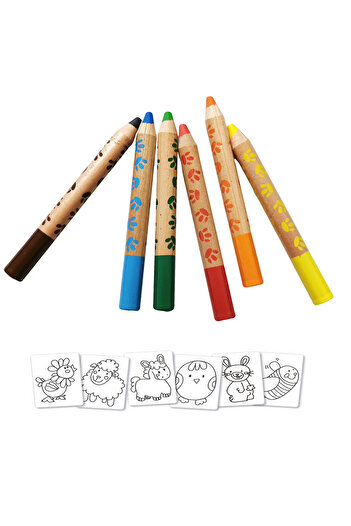 zola Set of colored pencils and drawing boards, different colors, sharpener, 6 pieces, farm model