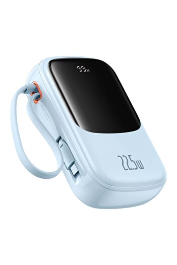 Baseus Baterie externă cu afișaj digital, tip 20000mAh, 20W, cu cablu USB-C, 3A, Q-C, pow Pro, albastră