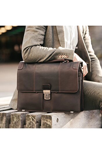The Chesterfield Brand Laptop bag, made of genuine leather, The Chesterfield Brand, Stuttgart 14 inch