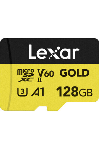 Lexar بطاقة ذاكرة احترافية سعة 128 جيجابايت بسرعة 280 ميجابايت/ثانية باللون الذهبي Micro SD