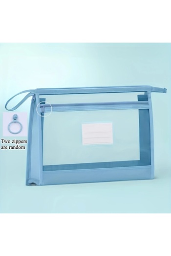 GlassySKY Double Layer Zippered Transparent Mesh Storage Bag,School Office Work Organizer Briefcase