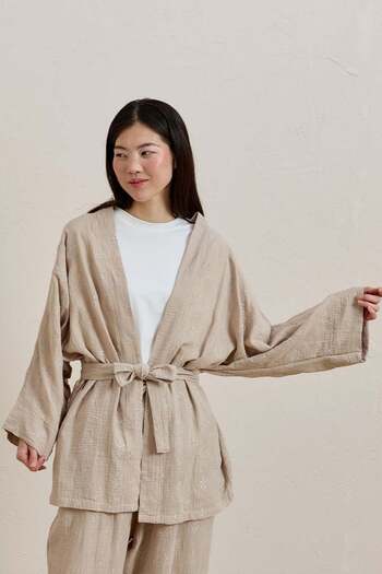 Ceylan Otantik Mink Scalloped Muslin Short Kimono
