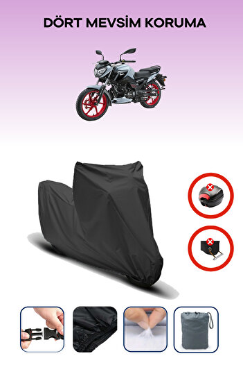 Breen Black "Tvs Raider" Motorcycle Tarpaulin, Tailbag and Lock Mismatched