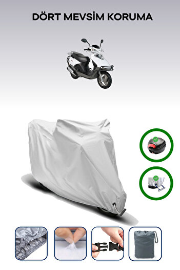 Breen Gray (Kuba Vn50 Pro) Motorcycle Tarpaulin, Rear Bag and Lock Compatible