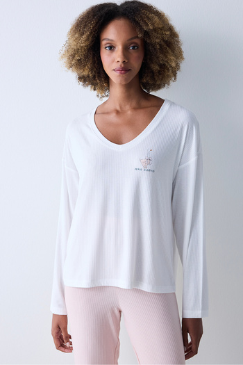 Penti Top de pijama cu tricou alb visător
