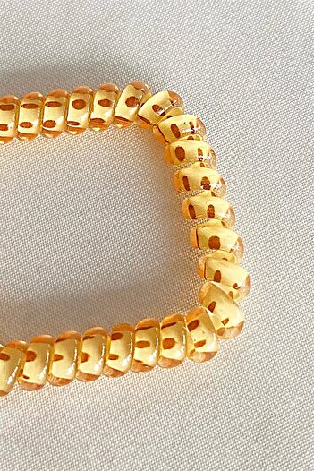 TAKIŞTIR Yellow Color Brown Polka Dot Spiral Rubber Buckle