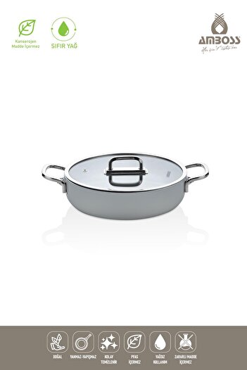 Amboss Sera Nova Ceramic Fireproof Non-Stick Flat Pot 24 cm – Gray
