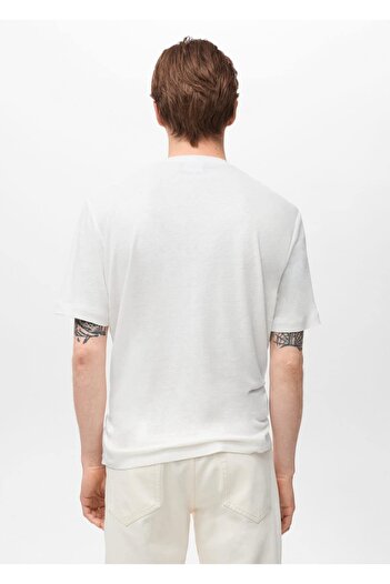 MANGO Man Slim fit keten tişört