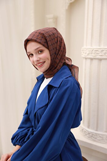 Silk Home Olinda Scarf - 48004 - Brown Navy Blue