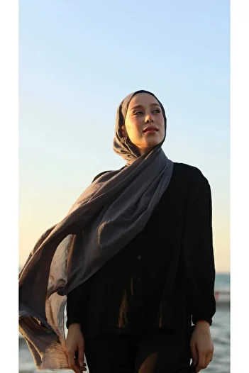 Modakaşmir Neo Cotton Shawl Dark Gray Color