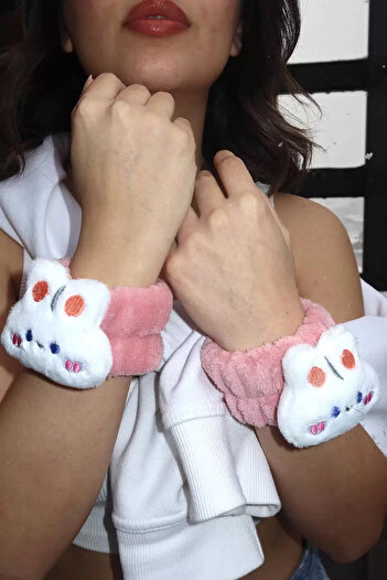Vitastyle White Color Rabbit Figured Water Absorbent Towel Bracelet / Face Washing Armband / Sports Spa Bracelet