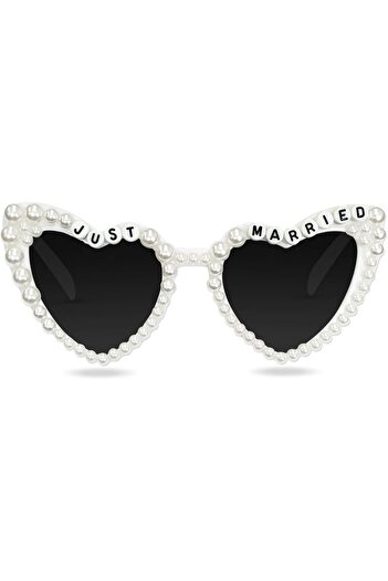 Flippy Decorative Glasses, Flippy, Just Married, Pearls, for Wedding, PC, 15.3 x 5.7 x 14.5 cm, White