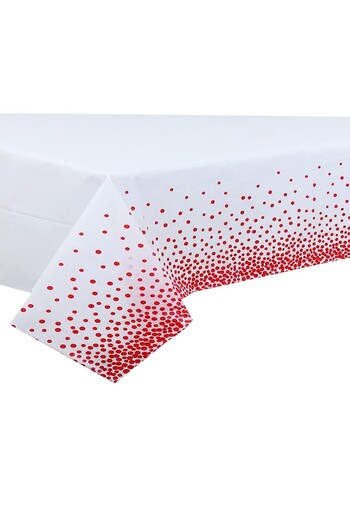 Flippy Tablecloth, Flippy, PEVA, Polka Dot Print, 137 x 274 cm, Waterproof, Red