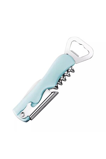 Flippy 4 in 1 Bottle Corkscrew, Flippy, Bottle Opener, Stainless Steel, 13.5 x 4 cm, Light Blue