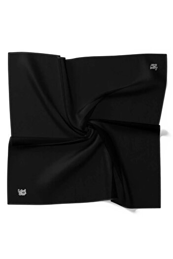 Levidor Levi̇dor Plain Black Twill Silk Scarf
