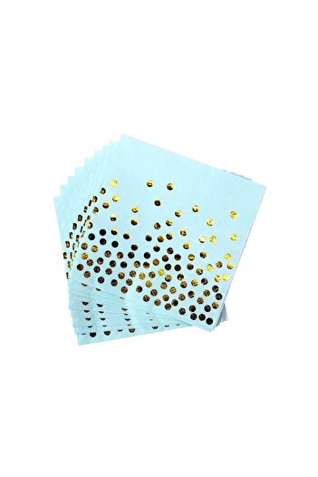 Flippy Set 20 de Servetele de Masa, Flippy, Imprimeu cu Buline Aurii, din Hartie, 17 x 17 cm, Albastru