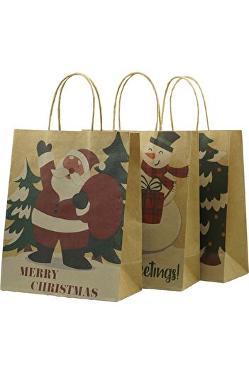 Flippy Set of 24 gift bags, Christmas themed print, random, paper, 18.5 x 22.5 x 8.5 cm, multicolor