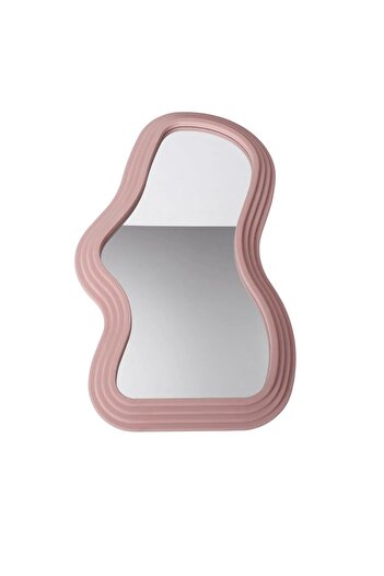 Flippy Oglindă de perete, Flippy, decorativă, model minimalist, formă asimetrică, 40,3x26 cm, roz