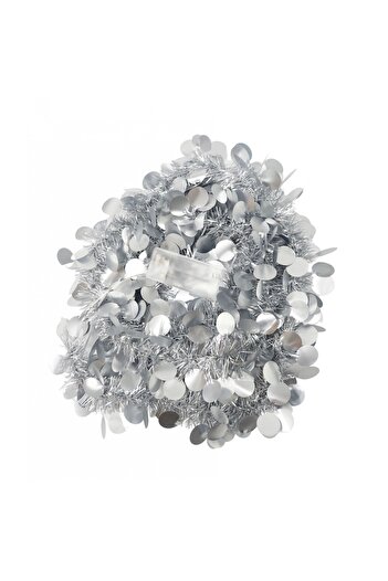 Flippy Christmas Garland with LED, Silver, round sequin model, 2 m x 5 cm, PVC, Artificial,