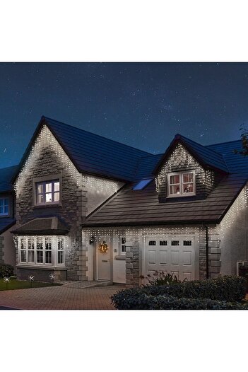 Flippy Christmas Installation, 20 m, LED Lights, Icicle Design, Cold White, Flash, Power Adapter, Interconn