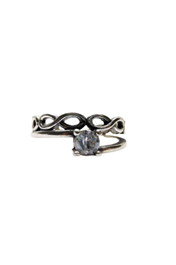 Jolie Silver Ring, Jolie Silver, 925 Silver Braided with Stone M 59
