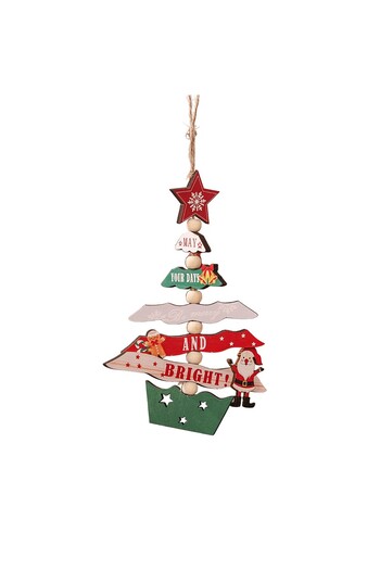Flippy Wooden Christmas Decoration, Flippy, String for Hanging on the Tree, 17x12.8x0.4 cm, Multicolor