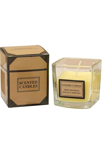 Flippy Scented Candle, Flippy, Transparent Glass, 4.8 x 5.4 x 5.5 cm, Japanese Persimmon Scent, Yellow