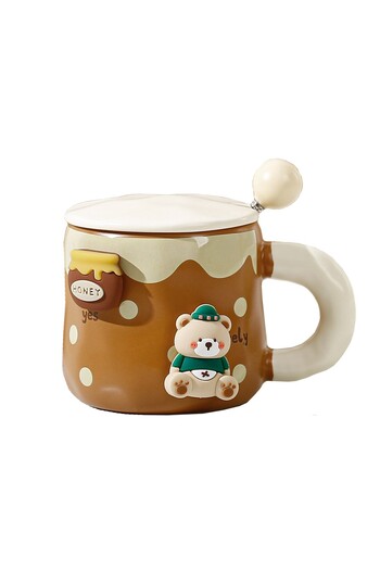 Flippy Ceramic Mug, Flippy, Bear Pattern for Boys, Universal Mug, Tea Mug, Dark Brown