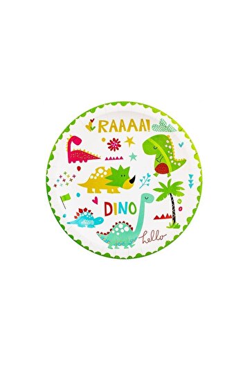 Flippy Set 10 Party Plates, Flippy, Dino Park Collection, 23 cm Diameter, Cardboard, Multicolor