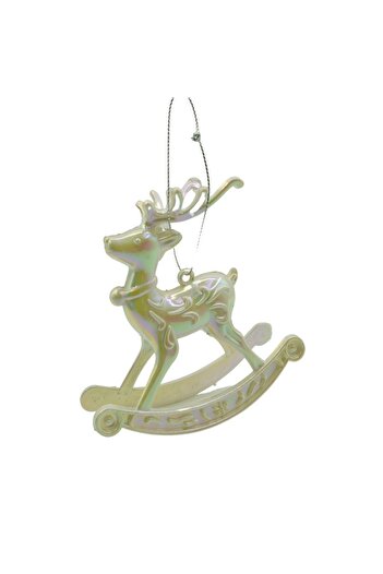 Flippy Christmas Tree Ornament, Pearl Finish, Reindeer Shape, 11 cm x 11 cm, Plastic,