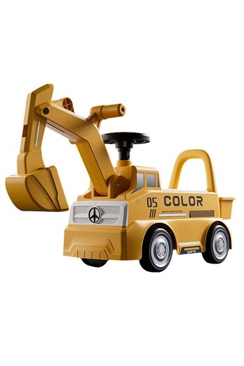 Flippy Excavator manual pentru copii, Flippy, sport, claxon, cutie de depozitare, lumini, galben
