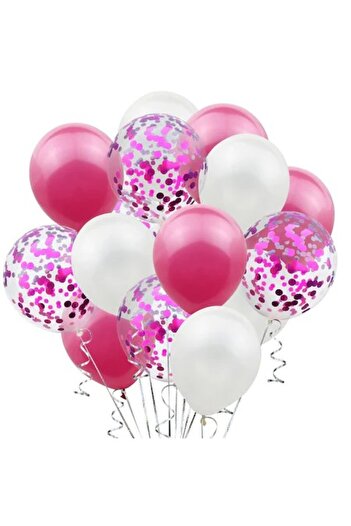 Flippy Set 15 Balloons for Party, Flippy, White/Pink, 30 cm