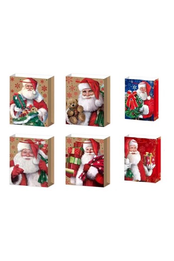 Flippy Set of 6 Gift Bags, Flippy, Santa Claus, Random, Paper, Gift Wrapping, 18.5x22.5x8.5 cm, Multicolor