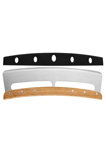 Flippy Pizza Cutter Slicer, Flippy, Stainless Steel, with Cover, Wooden Handle, Anti-Slip, Smooth Sharp Bla