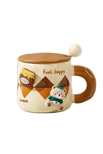 Flippy Ceramic Mug, Flippy, Bear Pattern for Boys, Universal Mug, Tea Mug, Cream