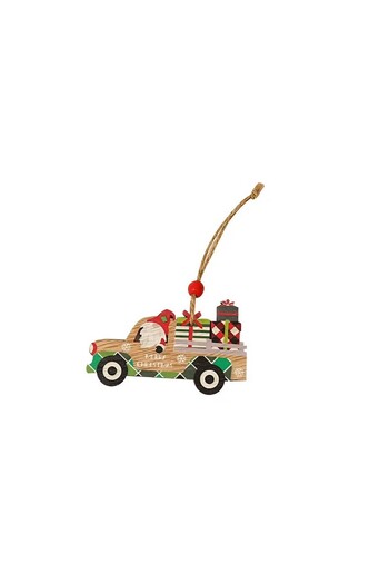 Flippy Wooden Christmas Decoration, Flippy, String for Hanging on the Tree, 8x8x0.4 cm, Multicolor