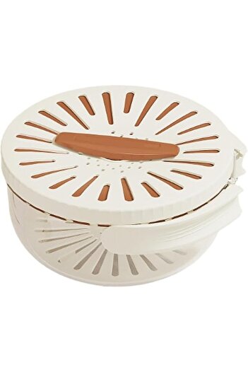 Flippy Fruit and Vegetable Strainer, Flippy, 15.5 x 8.3 cm, PP, with Handle and Lid, Brown