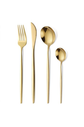 Flippy Set de tacâmuri portugheze, Flippy, din oțel inoxidabil, 24 de piese, auriu