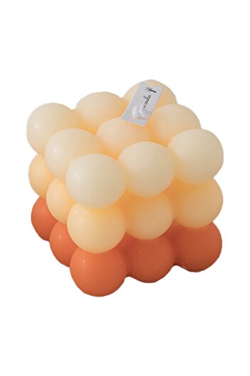 Flippy Scented Candle, Flippy, Soy Wax, Cube Design, Gradient in 3 Pale Colors, 6x6x6 cm, Orange Scent