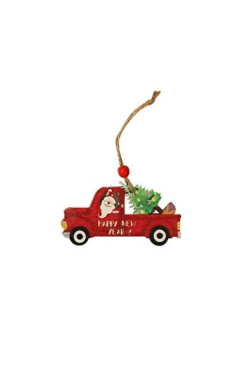 Flippy Wooden Christmas Decoration, Flippy, String for Hanging on the Tree, 8x8x0.4 cm, Multicolor