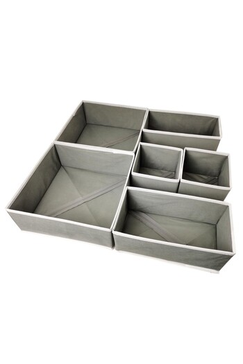 Flippy Drawer Organizer, Flippy, 3 Sizes, for Underwear, T-Shirts, Socks, 6 Pieces, Foldable, Fabric, Gray