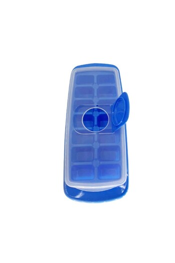 Flippy ice cube tray, 14 cubes, filling hole, rectangular, 29.5 x 12.5 x4 cm, blue