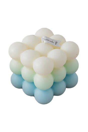 Flippy Scented Candle, Flippy, Soy Wax, Cube, Gradient in 3 Pale Colors, 6x6x6 cm, Sea Scent, Light Blue