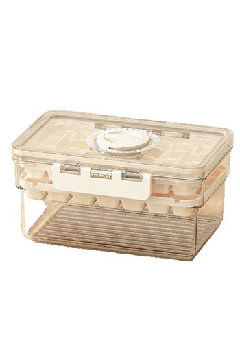 Flippy Ice Tray, Flippy, Two Layers, Leakproof Closure, PP+PET, 19 x 12 x 9.5 cm, Beige