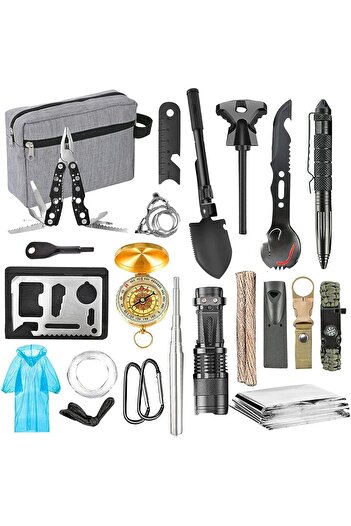 Flippy Survival Kit, Professional Tools, Pouch Included, Gray