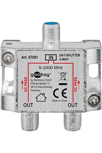 goobay SAT splitter 2 outputs for satellite devices 5-2400MHz 67001