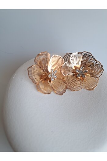BHR AKSESUAR Gold Zircon Stone Dual Use Earrings