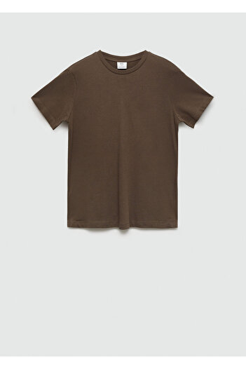 MANGO Woman Ανδρικό T-Shirt - Σοκολατένιο Μοτίβο 77070606