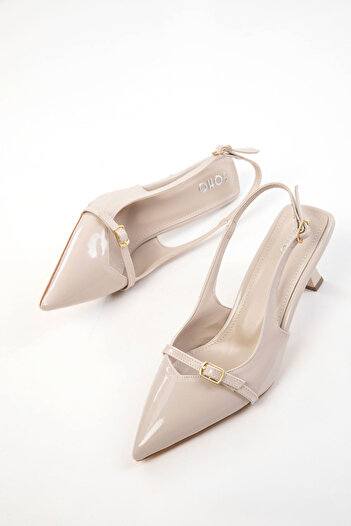 SOHO Beige Patent Leather Women's Classic Heeled Shoes 20598