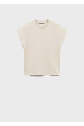 MANGO Μπεζ Γυναικείο T-Shirt 87034083
